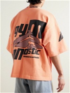 RRR123 - Fasting for Faster Printed Appliquéd Cotton-Jersey T-Shirt - Orange