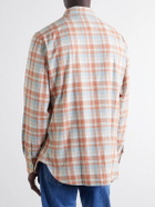 Drake's - Checked Brushed Cotton-Flannel Shirt - Orange