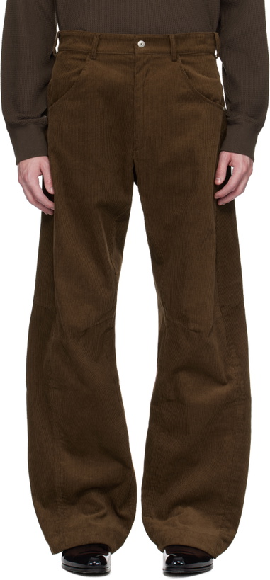 Photo: Omar Afridi Brown Knee Darted Flare Micro Cord Trousers