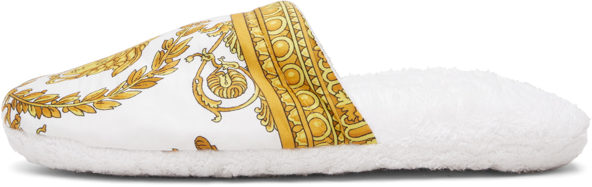 Versace White 'I Heart Baroque' Slippers