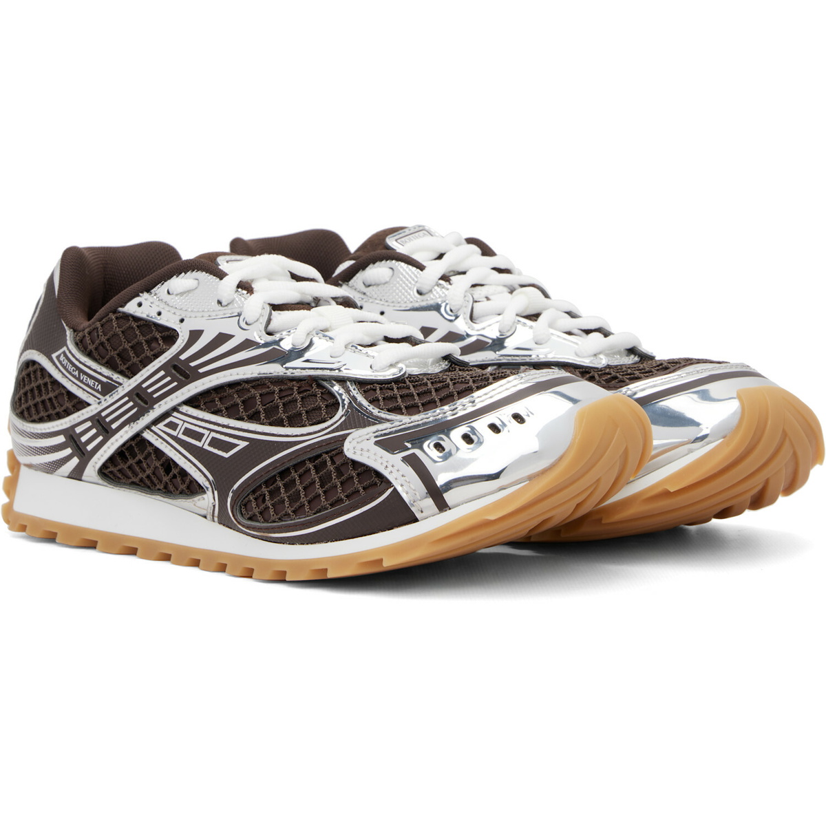 Bottega Veneta Brown & Silver Orbit Sneakers