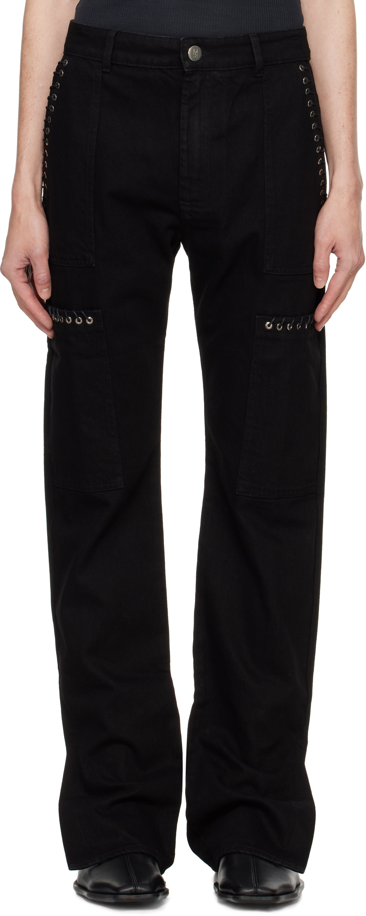 Ludovic de Saint Sernin Black Eleanor Denim Cargo Pants