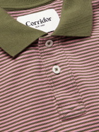 Corridor - Striped Cotton-Piqué Polo Shirt - Pink