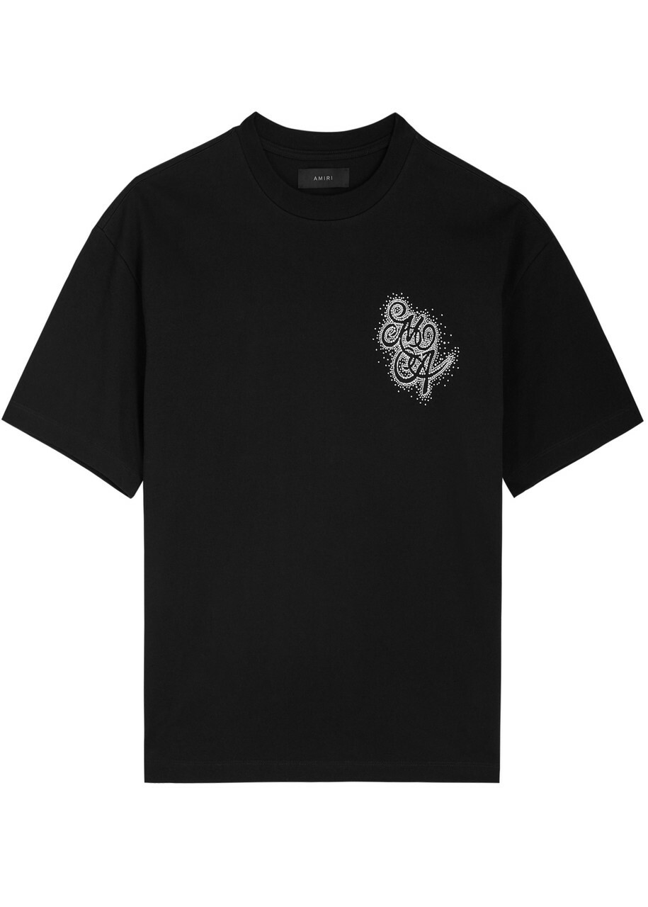 Amiri Crystal Burst MA Swirl Logo Cotton T-shirt Black Amiri