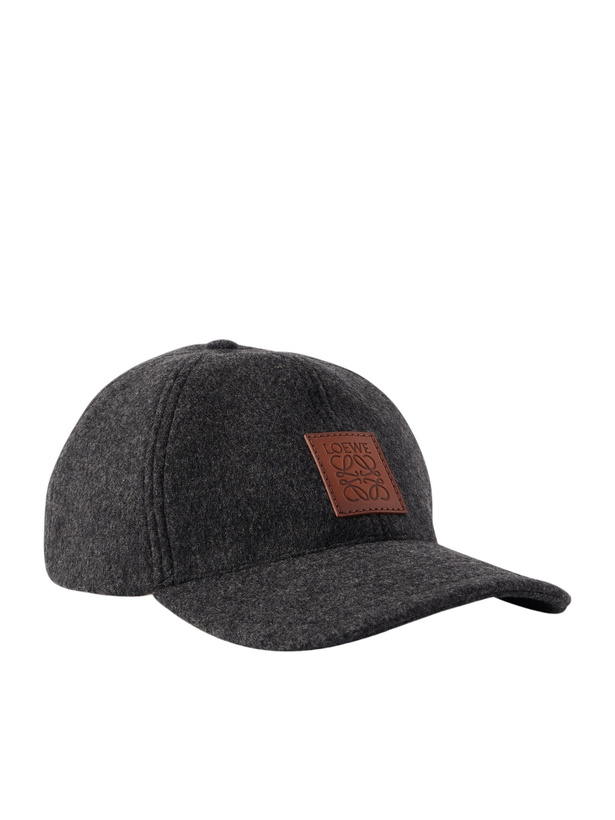 Photo: LOEWE - Logo-Appliquéd Leather-Trimmed Wool-Blend Baseball Cap - Gray