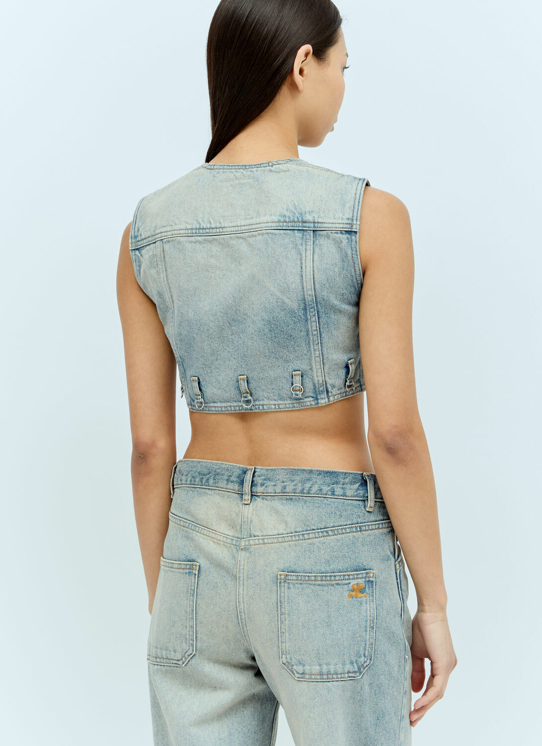 Courrèges Denim Crop Vest