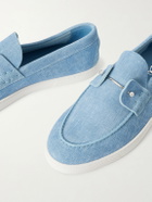 Christian Louboutin - Chambeliboat Embellished Printed Suede Loafers - Blue