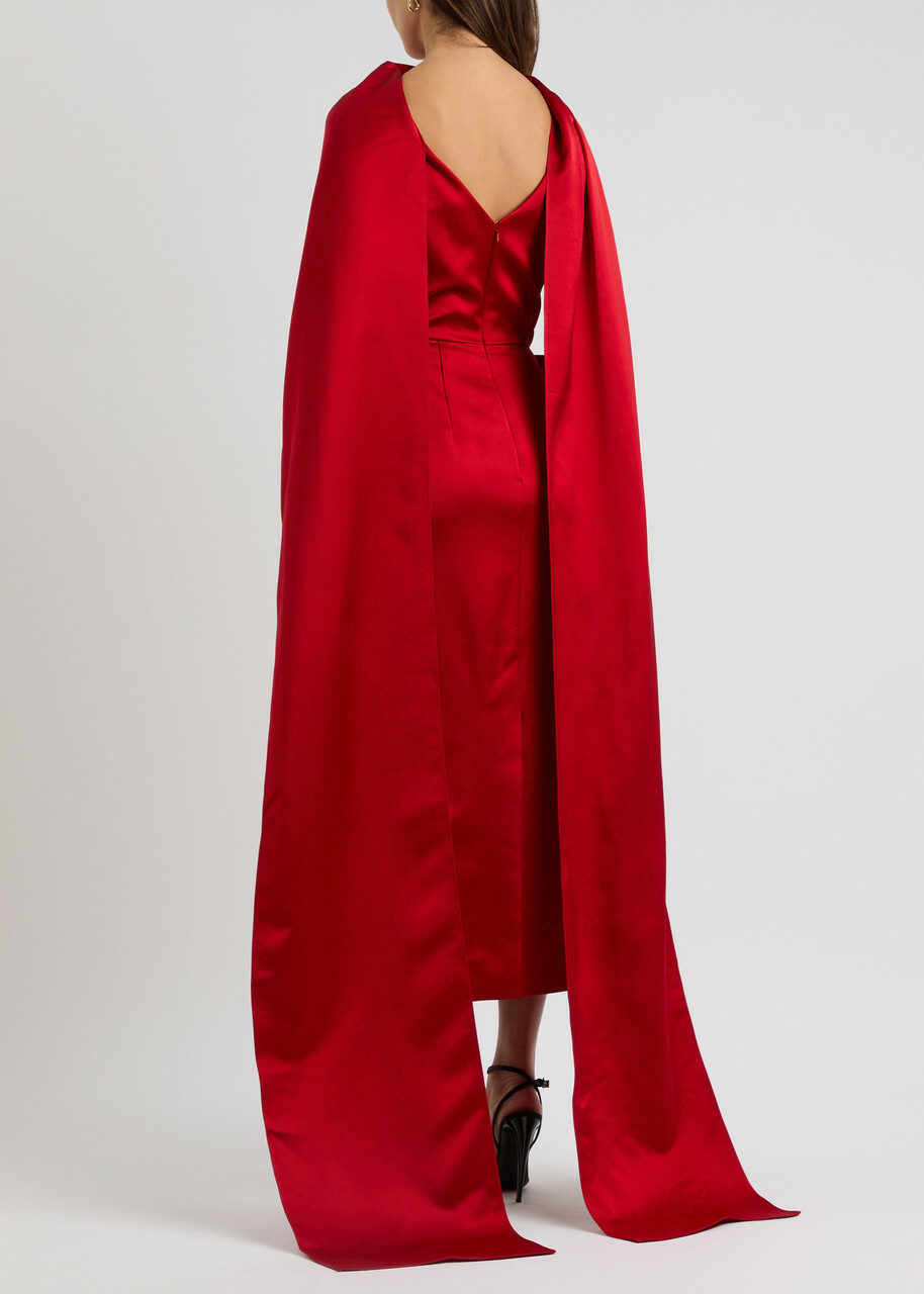 erdem red dress Erdem Off-the-shoulder Pleated Printed Cotton-faille Midi Dress - Women - Red Dresses