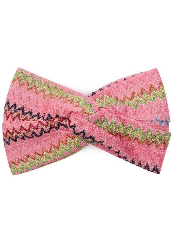 Photo: Missoni Metallic Zigzag-intarsia Knitted Headband - Pink - One Size