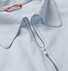 Barena - Cotton-Chambray Half-Zip Shirt - Blue