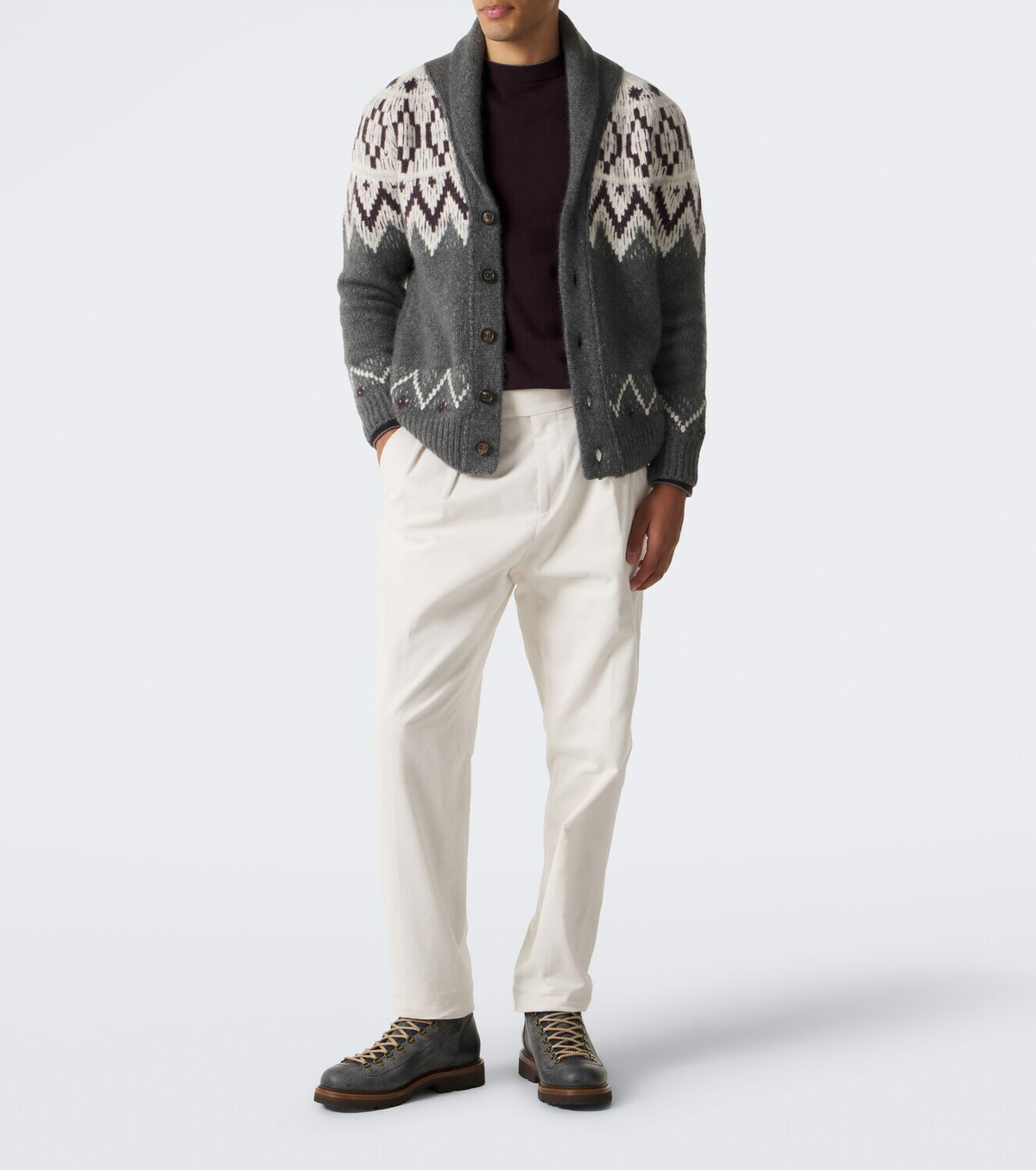 Eleventy Cashmere and silk jacquard cardigan