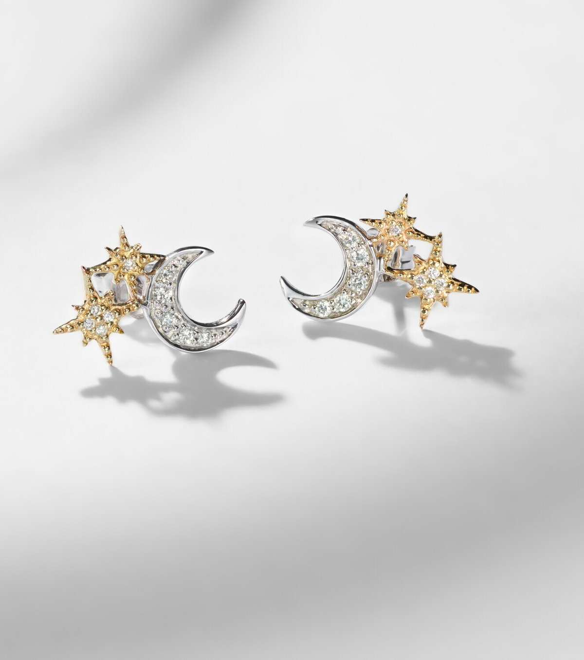 Sydney Evan Moon 14kt gold earrings with diamonds