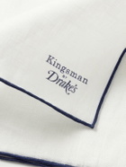 Kingsman - Drake's Logo-Print Linen Pocket Square