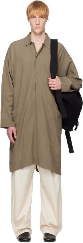 Photo: Jan-Jan Van Essche Taupe O-Project Wrinkled Cloth Tunic#39 Shirt