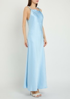 Polo Ralph Lauren Twisted Strap Detail Satin Maxi Dress Light Blue