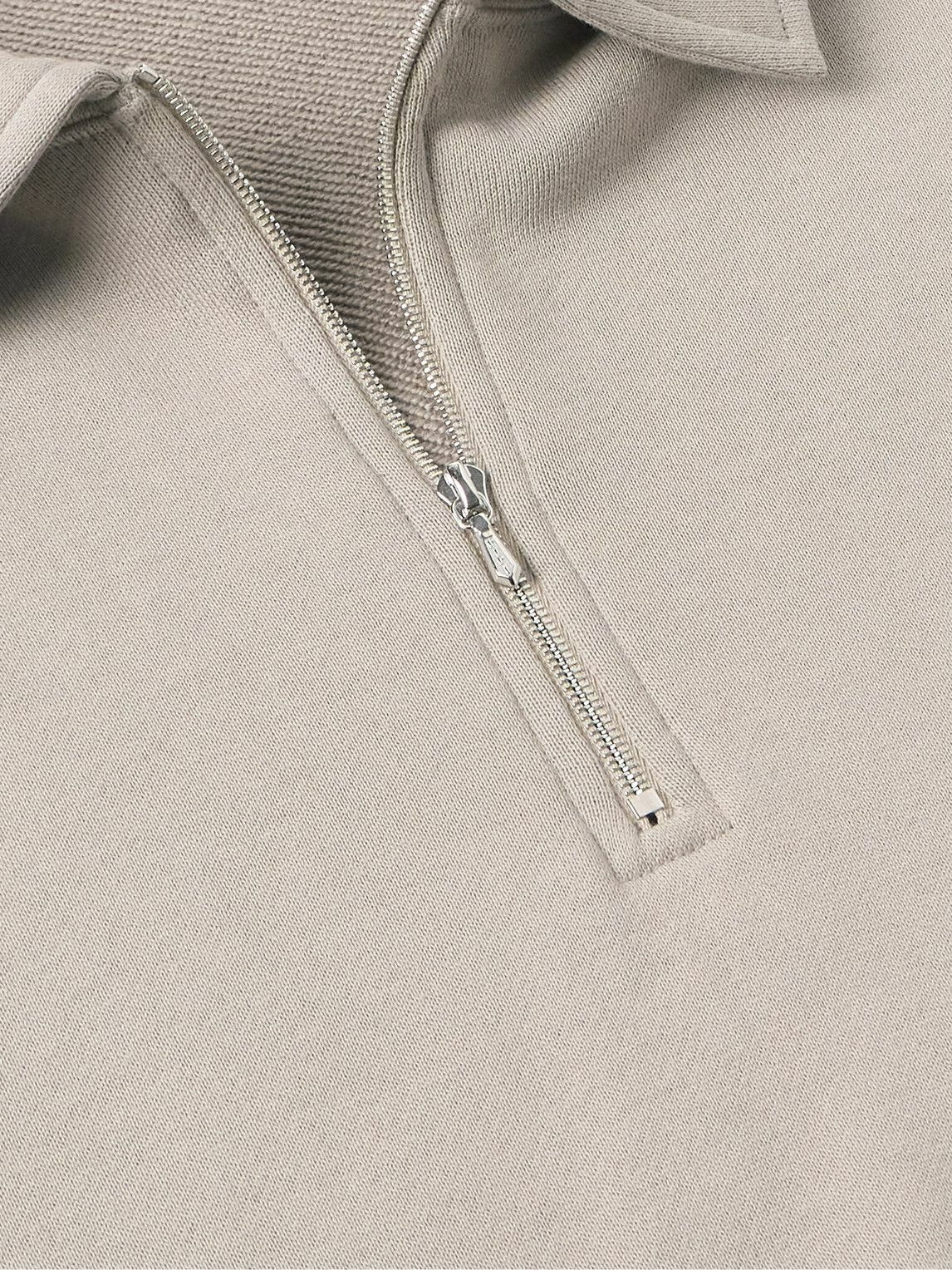 Kaptain Sunshine - Suvin Cotton-Jersey Half-Zip Sweatshirt - Brown
