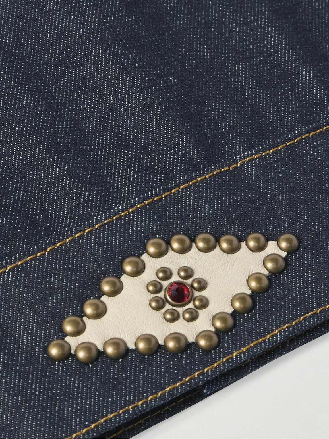 Cherry Los Angeles - Cotton-Blend Corduroy-Trimmed Embellished Denim Jacket - Blue