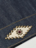Cherry Los Angeles - Cotton-Blend Corduroy-Trimmed Embellished Denim Jacket - Blue