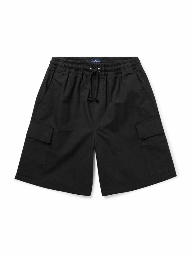Photo: Noah - Cotton-Ripstop Drawstring Cargo Shorts - Black