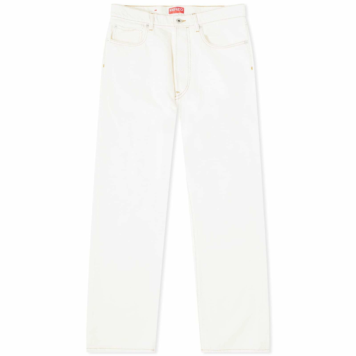Photo: Kenzo Men's Straight Fit Jeans in Stone Bleached White Denim