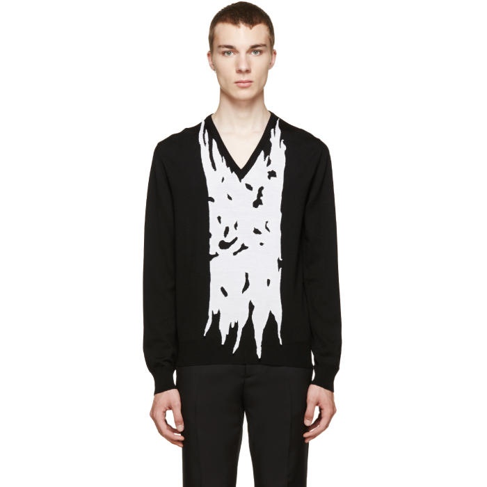 Photo: Alexander McQueen Black and White Panel Sweater 