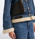 Sacai Leather-trimmed denim jacket