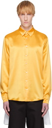 ANDREJ GRONAU Yellow Satin & Popeline Drape Double Shirt