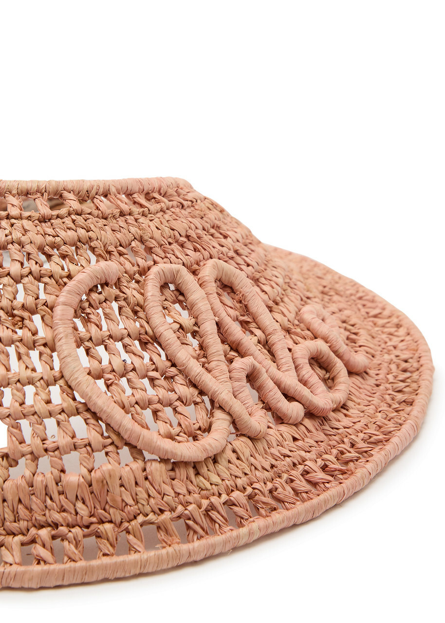 Chloe Chloé Logo-embroidered Raffia Visor Beige