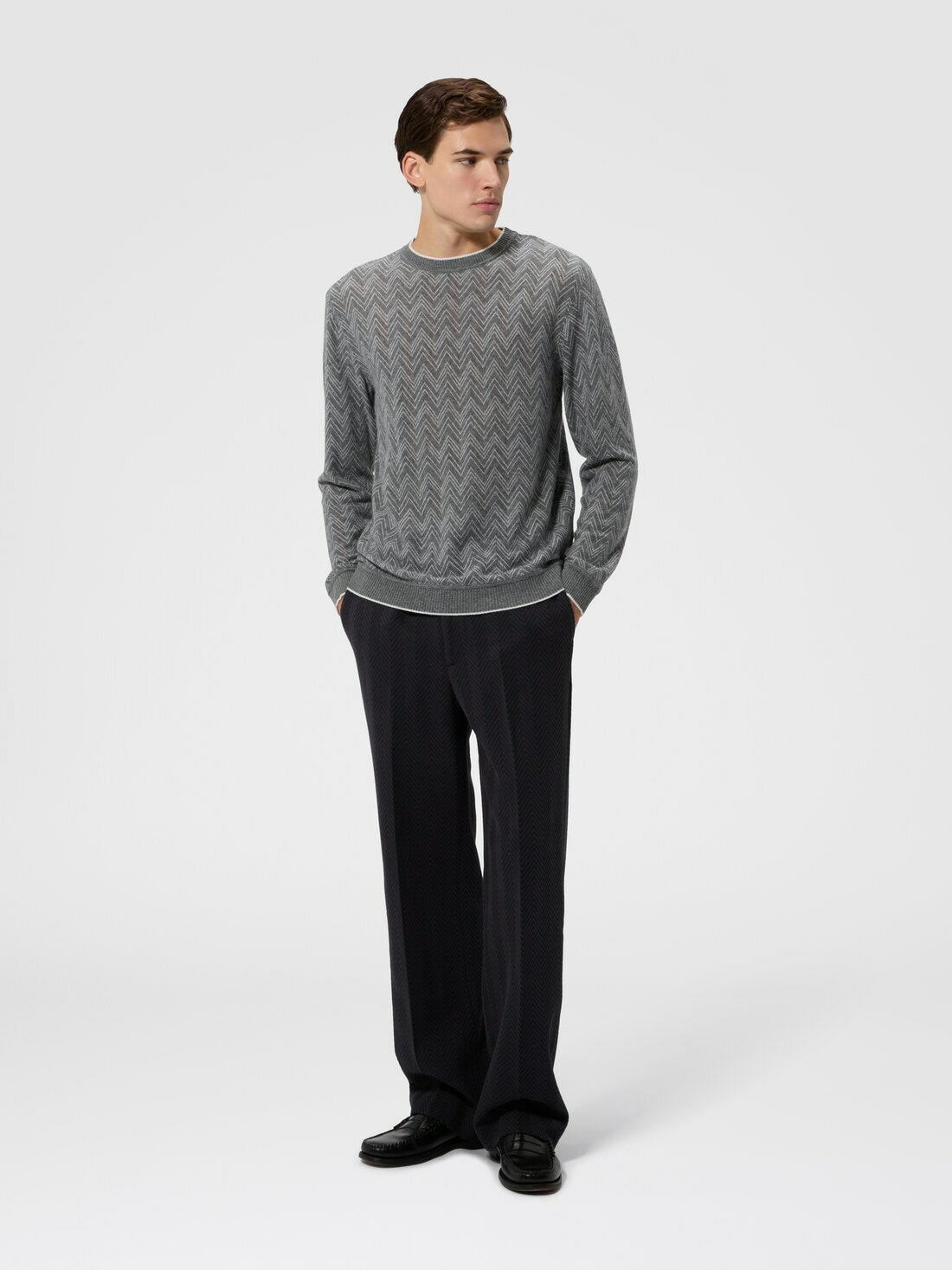 Missoni - Long-sleeve cashmere zig zag sweater, Men, Grey