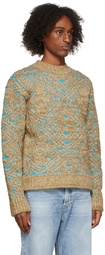 Andersson Bell Beige & Blue Heavy Jacquard Sweater