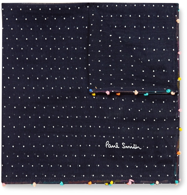 Photo: Paul Smith - Pin-Dot Cotton and Silk-Blend Pocket Square - Blue
