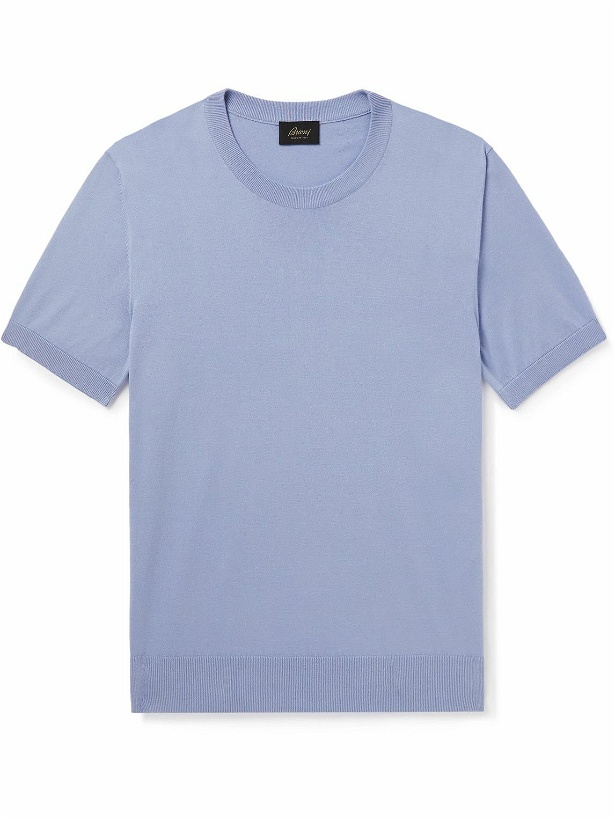 Photo: Brioni - Slim-Fit Cotton T-Shirt - Blue