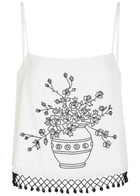 Bode Rosebloom Bead-embellished Cotton and Silk-blend Tank White
