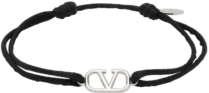 Photo: Valentino Garavani Black VLogo Signature Cotton Bracelet