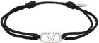 Valentino Garavani Black VLogo Signature Cotton Bracelet