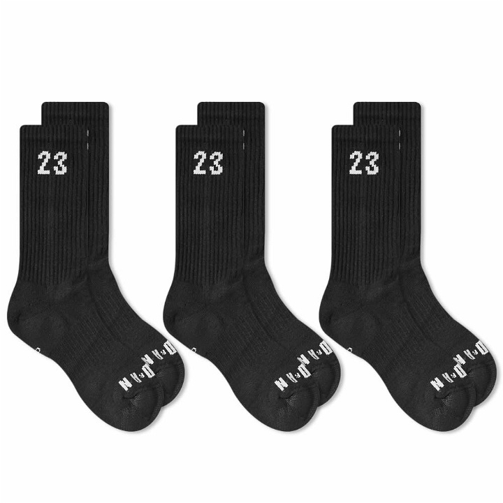 Photo: Air Jordan Men's Essentials Crew Sock - 3 Pack in Black/White