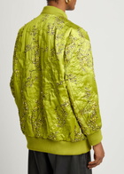 Stine Goya Floral-print Embellished Satin Bomber Jacket Green
