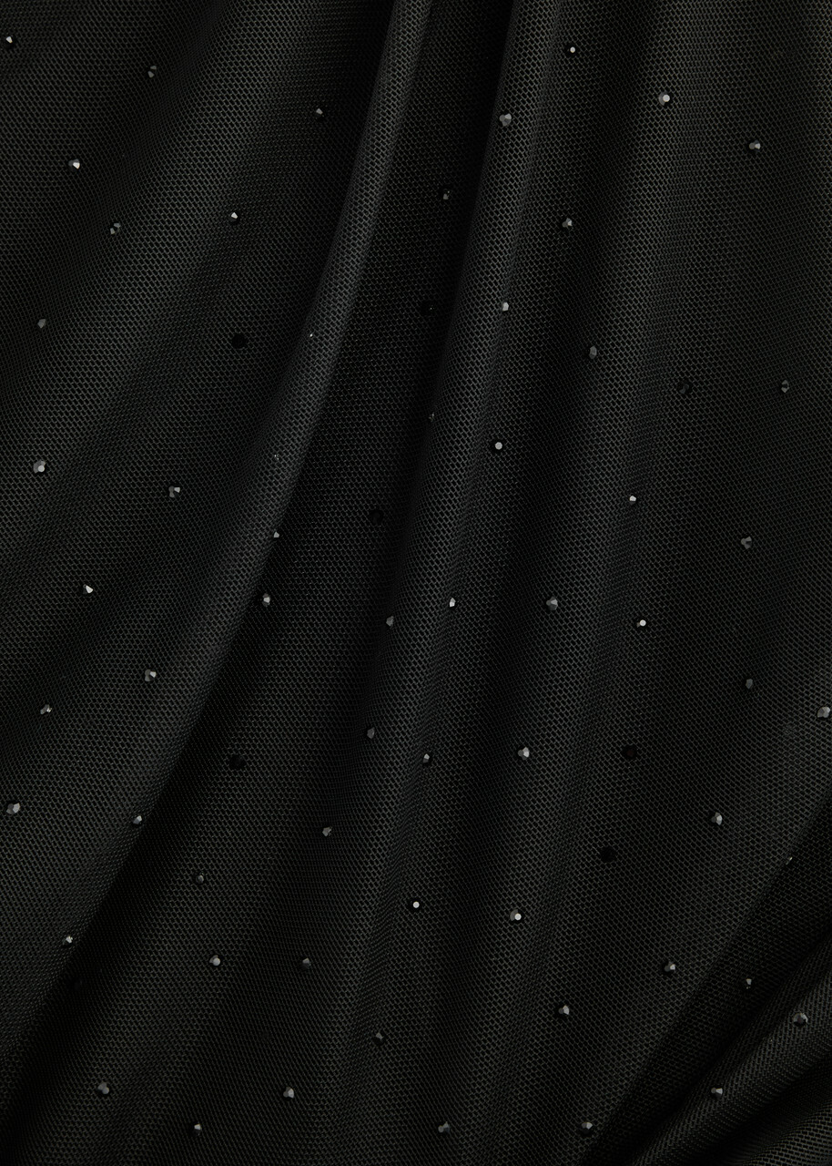Talbot Runhof Crystal-embellished Tulle Midi Dress Black