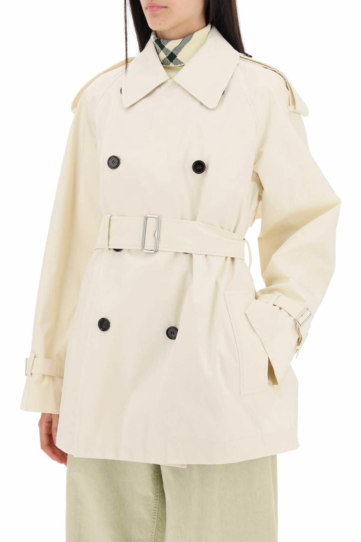 BURBERRY short cotton gabardine trench coat White Burberry