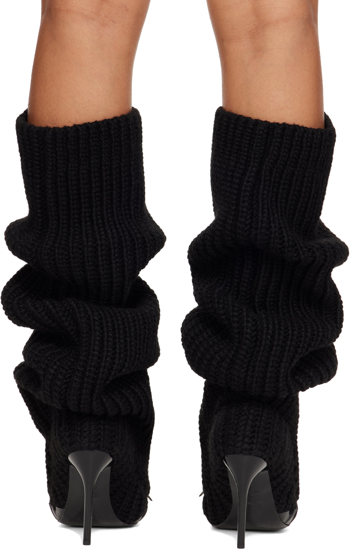 We11done Black Knee High Knit Tall Boots