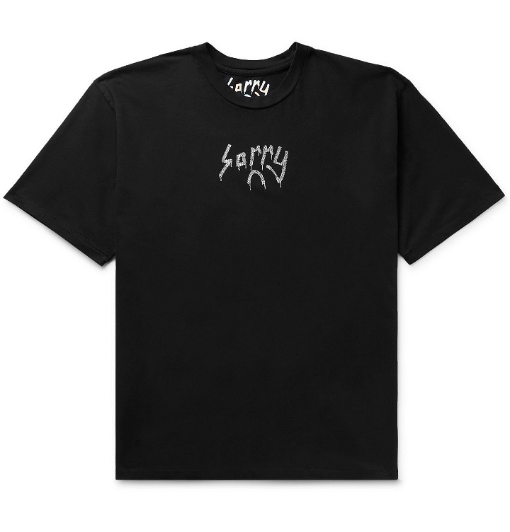 Photo: Sorry In Advance - Crystal-Embellished Cotton-Jersey T-Shirt - Black