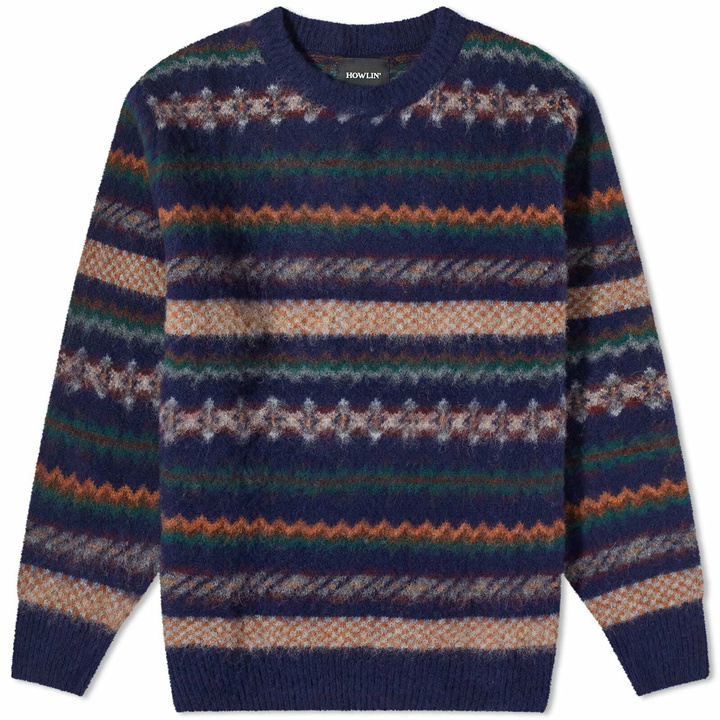 Photo: Howlin by Morrison Men's Howlin' A Woolen Wonder Fair isle Crew Knit in Navy