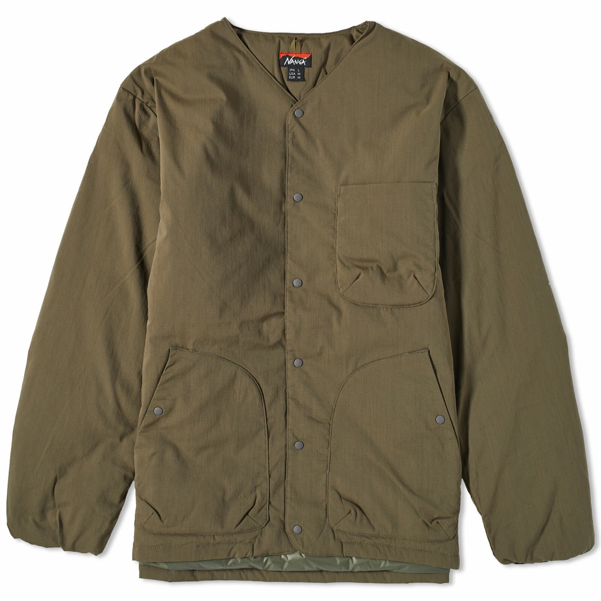 Nanga Men's Ripstop Inner Down Cardigan in Khaki Nanga