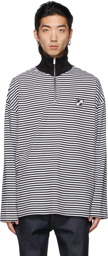 We11done Black & White Logo Half-Zip Sweater