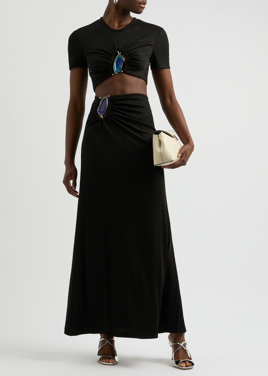Christopher Esber Moodstone Cropped Stretch-jersey T-shirt Black