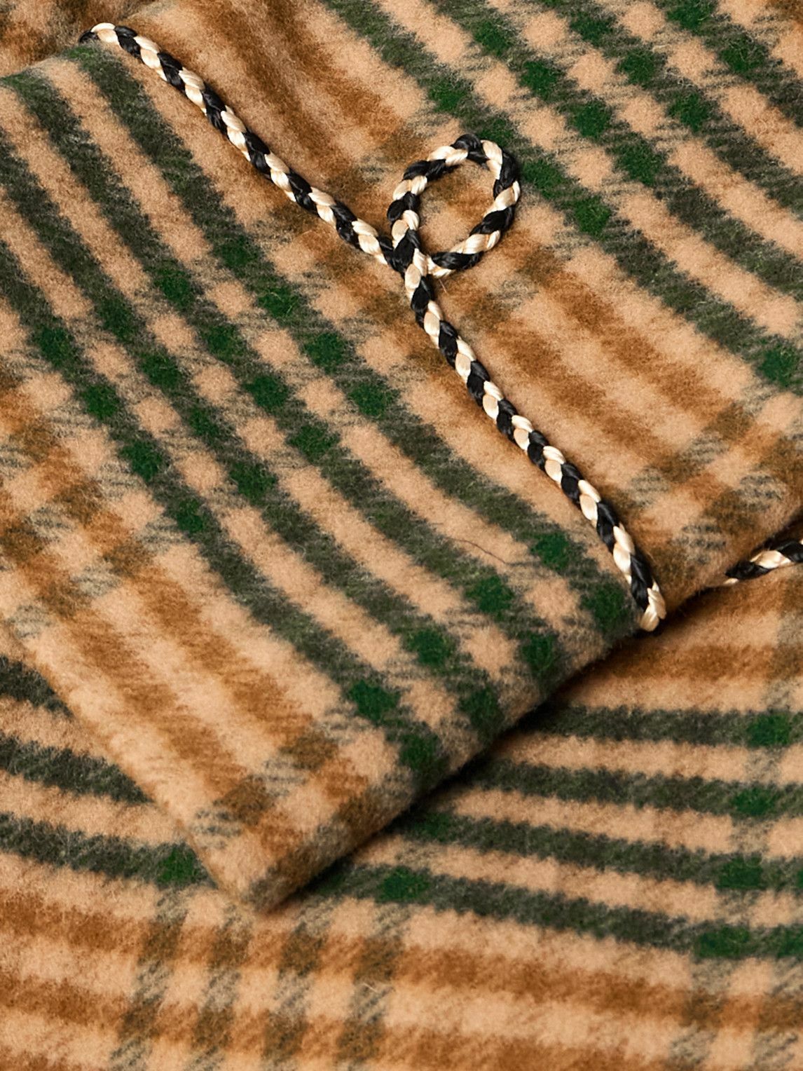CELINE - Double-Breasted Checked Wool Coat - Brown