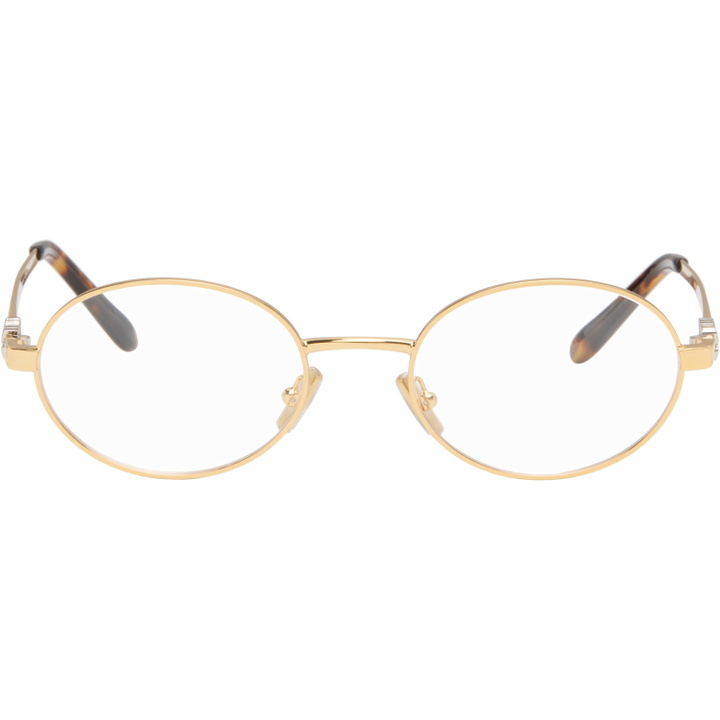 Photo: Miu Miu Eyewear Gold Oval Glasses