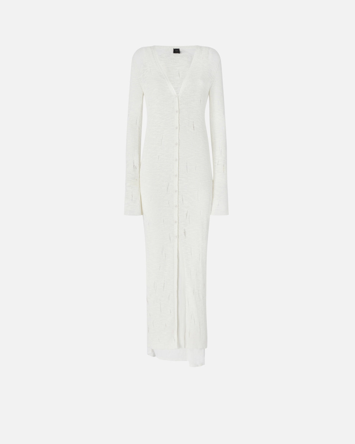 Pinko Long Cardigan Dress In Light Knit With Tears Snow White