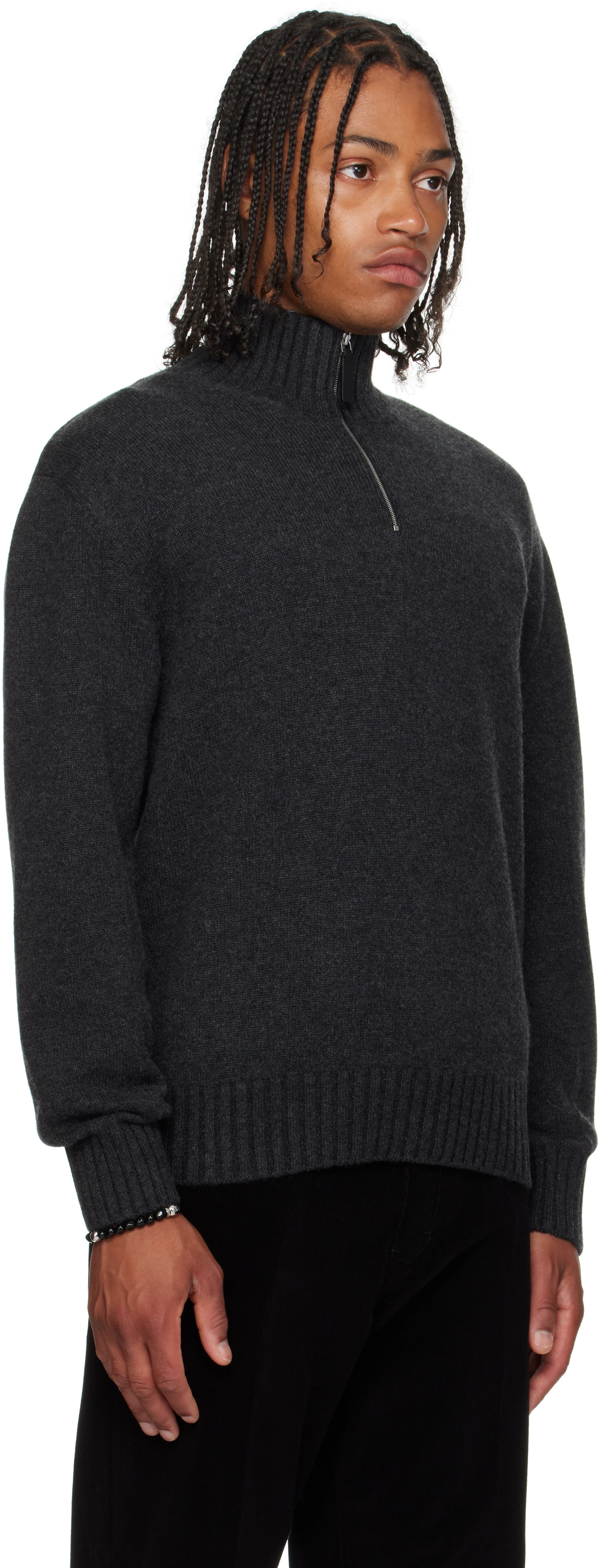 Ferragamo Gray High Neck Cashmere Turtleneck