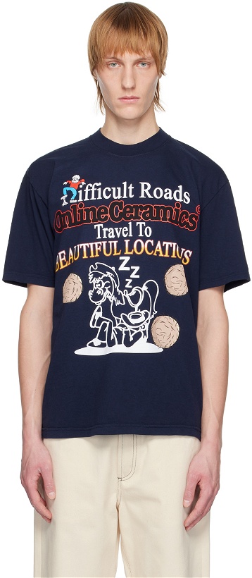 Photo: Online Ceramics Navy '1000 Miles From Nowhere' T-Shirt